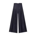Deep blue high-waisted wide-leg denim jeans for women with premium fabric texture - XS / Dark Blue