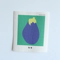 Square wood pulp sponge cleaning cloth featuring a cute purple eggplant cartoon pattern - Purple Eggplant