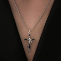 Punk silver necklace with contrast black and white cross dagger pendant in gothic style - Alloy Gothic Colorblock Cross Pendant Necklace (S204)