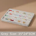 Graue Schmucklade aus Samt für Ohrringe Schmuckaufbewahrung Organizer 35x24x3cm - Grau