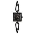 Women's black square dial watch featuring a unique knot-style strap and rose gold markers - Snake Chain Black Gunmetal