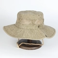 Men's khaki wide brim outdoor sun hat with breathable mesh and adjustable chin strap - Adjustable / Khaki