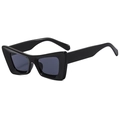 Retro black thick frame cat eye sunglasses with dark grey square lenses for women - Bright Black C01
