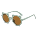 Cute mint green bear ear sunglasses for kids with round brown lenses and plastic frame - Blue Frame Tea Lens
