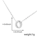 Silver oval letter pendant with cubic zirconia stones, dimensions 0.43x0.37 inch - Silver Letter-O