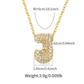 Detailed dimensions of gold letter J pendant necklace with cubic zirconia and chain length - Letter J Style (KN0422-J)
