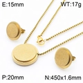 Ensemble bijoux dorés minimalistes avec pendentif étoile mat et boucles d'oreilles - Style de Forme Ronde (KS201166-AF)
