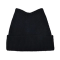 Detalle del gorro de punto acanalado negro con orejas de gato y textura gruesa - Negro