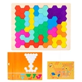 Colorful wooden honeycomb puzzle set for kids featuring hexagon blocks and challenge cards - Honeycomb Puzzle Set 0.3KG