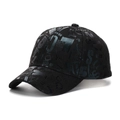 Detail of black baseball cap with matte embossed alphabet print and search text - One Size(Adjustable 56-60cm) / Black