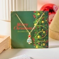 Collier pendentif sapin de Noël en émail avec strass colorés sur carte festive - Sapin de Noël blanc