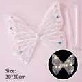 Luminous white lace butterfly topper with pearls and LED lights for cake decoration - White Pearl (LED - Straw Style)