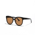 Retro oversized square sunglasses with black frames and amber lenses for men and women - Black Frame Tea Lens