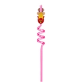 Pink spiral plastic straw with festive reindeer decoration for Christmas party supplies - Cartoon Reindeer / Pink