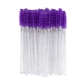 Purple crystal handle eyelash brush with spiral fiber head for eyelash extensions - Crystal Handle Purple Bristles (50Pcs/Pack)