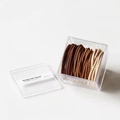 50-piece earth tone elastic hair ties set in a transparent square acrylic storage box - 50 Pcs Boxed / Coffee Ribbed