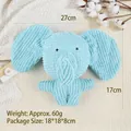Blue corduroy elephant squeaky dog toy with striped texture, size 27x17cm for pet chewing - Blue Elephant