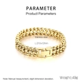 Bracciale da uomo in acciaio inossidabile dorato, lunghezza 210 mm e larghezza 12 mm - Oro