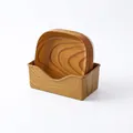 Set piatti per ossa stile giapponese con venature del legno e base portaoggetti rettangolare - Wood Grain / Confezione da 6 + Base (Sacchetto OPP)