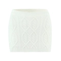 Détails de la maille torsadée blanche et motifs en losanges sur la mini-jupe - S / Mini-jupe / Blanc