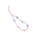 Detailed view of colorful handmade acrylic beads and resin flowers on mobile strap - Multicolor Bead Flower Shape