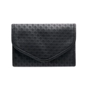 Portable jewelry storage bag in black woven texture leather with envelope flap design - PU Large Black