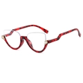 Cat eye brilmontuur met rood amberglas schildpadpatroon en druppelvormige kristallen - Rood-Zwart Schildpad