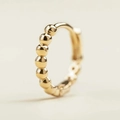 Golden beaded hoop earring with detailed texture and professional metallic finish - 7# (Yellow Gold) 8mm