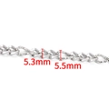 Silver stainless steel oval chain links in 5.3mm and 5.5mm widths for DIY jewelry making - Steel Color Square Wire Side 3:1 Chain 5.5mm