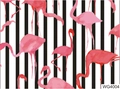 Wasser-Transfer Nagelaufkleber WG4004 mit rosa Aquarell-Flamingo und schwarzen Streifen - WG4004