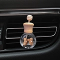 Cute milk tea color glass car perfume bottle with brown bow on vent clip - Brown Bowknot / Air Vent Empty Bottle