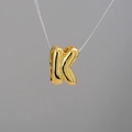 Gold plated bubble letter K pendant with polished finish and balloon style design - Letter K
