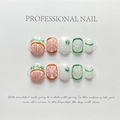 Handmade press-on nails with 3D citrus grapefruit and lemon designs on white background - Extra Small (XS)
