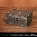 Vintage grey wooden jewelry box with bronze metal clasp, outer size 15x12x7cm - Square Retro Gray - Unlocked