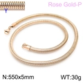 Rose gold 5mm snake chain necklace made of 304 stainless steel with 550mm length - Rose Gold (KN203808-Z)