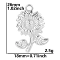 Tabella dettagliata delle misure per ciondolo a girasole in argento da 26mm x 18mm e 2,5g - Ciondolo / Argento
