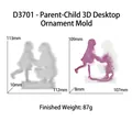Molde de silicona para resina con silueta de madre e hija y acabado en resina violeta - Molde de Ornamento 3D Madre e Hija