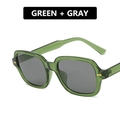Square green frame sunglasses with gray lenses and gold rivets in a minimalist style - Green Frame Grey Lens