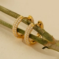 Luxuriöse vergoldete S925 Silber U-Ohrringe mit funkelndem Zirkonia-Besatz in Pavé-Fassung - 925er Silber / 18K Gold