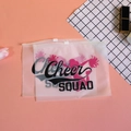 Set of two translucent frosted EVA eyelash storage bags with pink Cheer Squad print - Pattern 26-Cheer Squad