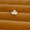 Gold stainless steel ear stud with marquise zircon stones in a radial crown design - Gold (Triple Marquise Crown Y20412-14)