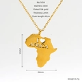 Collier en acier inoxydable plaqué or 18k avec carte d'Afrique et gravure I Love Africa - Style Carte de l'Afrique (ZYG1654)