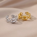 Detail of adjustable pig nose chain rings in 18k gold and silver finish on velvet - Pig Nose Chain