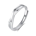 Minimalist S925 sterling silver crossover open ring for women with high polished finish - FDJZ-166-Men's
