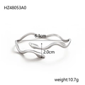 Bracciale a serpente regolabile in acciaio inossidabile con diametro interno di 6,3 cm - Argento