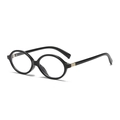 Retro black oval full-frame glasses with gold rivet details on the side temples - Black Frame Anti Blue Light C7