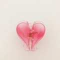 Pink heart-shaped translucent hair claw clip with a strong metal spring mechanism - Heart / Peach Pink