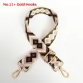 Close-up of No. 11 woven bag strap with diamond pattern and adjustable gold hooks - Pattern 11