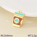 Brown and blue coffee cup enamel pendant in gold finish with dimensions 15x9mm - Blue Brown Coffee Cup with Text (KLJ9632-ZLA)