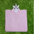 Pink unicorn cotton hooded poncho towel with embroidered ears and absorbent terry fabric - Unicorn
